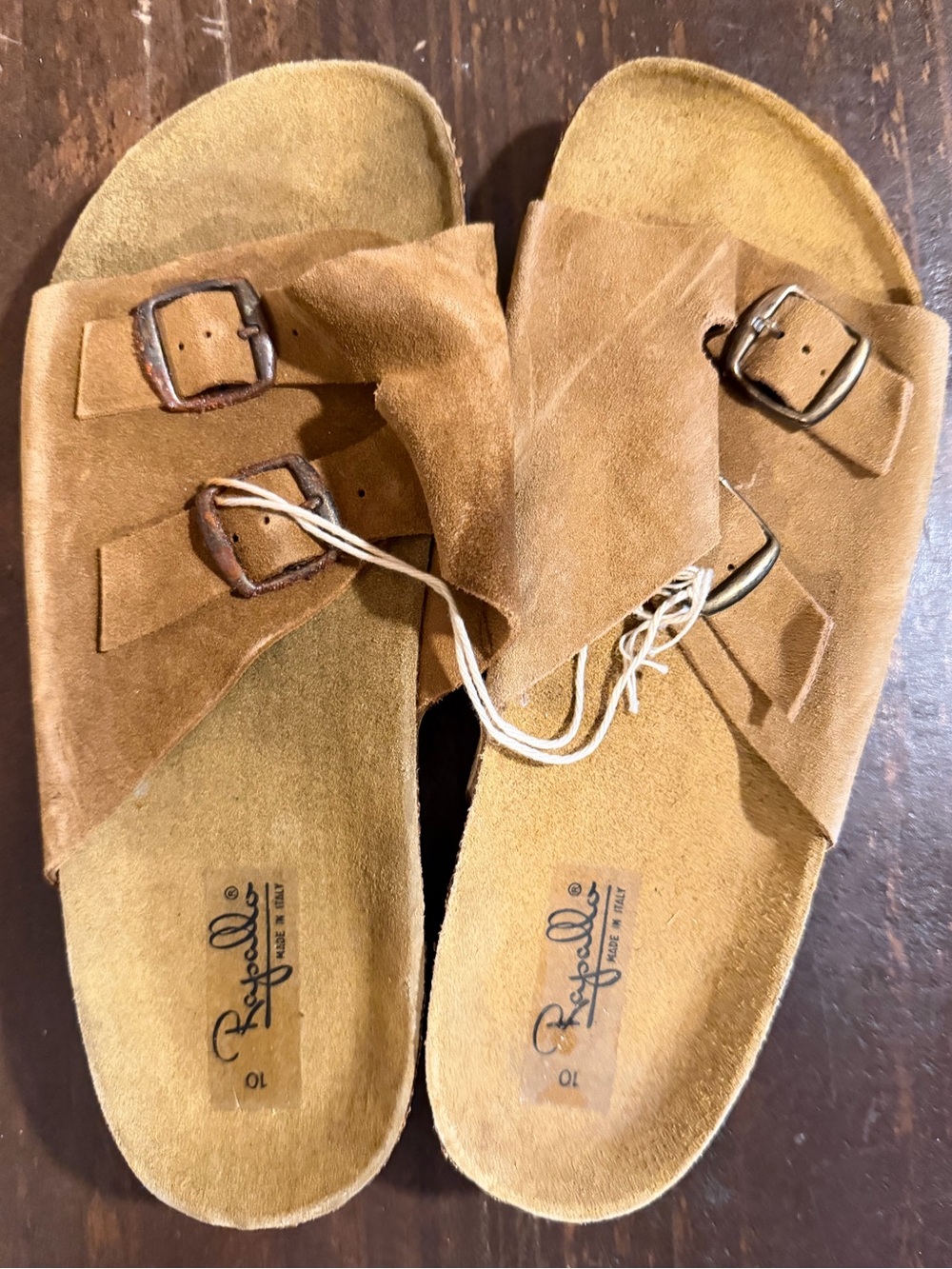 Rialto Suede Slide Sandals in Camel Brown